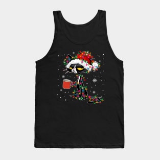 Black Cat christmas light funny Tank Top